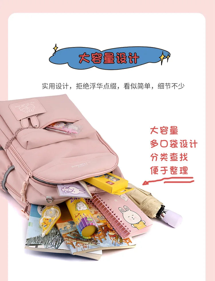 Fengdong kids school bag cute school backpack for girls children kawaii bookbag primary students gift large capacity backpack