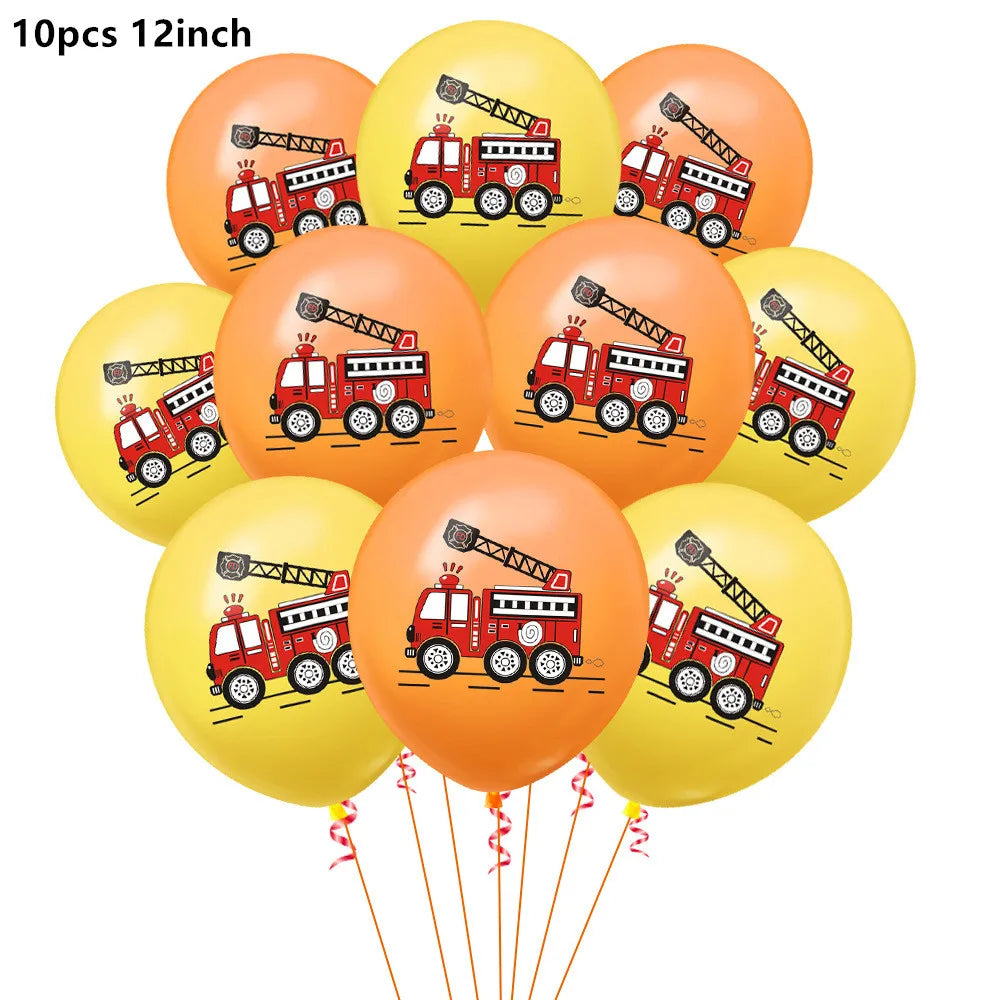 Fireman Sam Party Supplies Disposable Tableware Set Paper Plates Cups Tablecloth Fire Truck Birthday Party Decor Boys Baby Showe