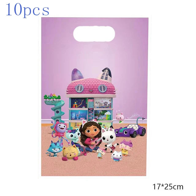 Gabby Doll's House Party Supplies Tableware Paper Plate Ballon Tablecloth for Kids Boys Birthday Party Decorations Baby Shower