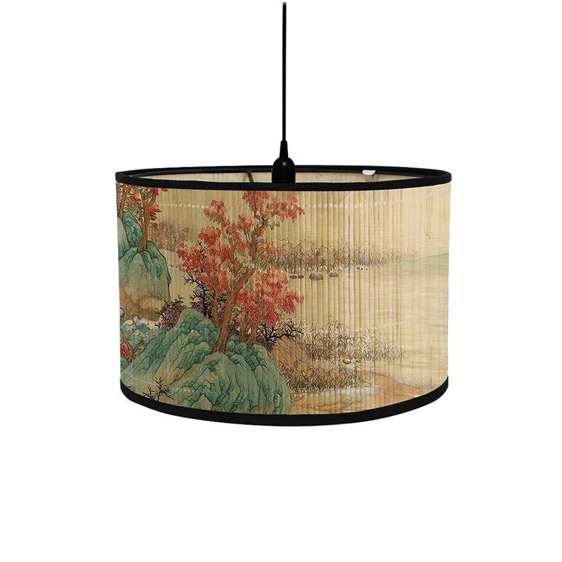 Bamboo Lampshade Chinese Style Ceiling Table Homestay Home Decor Drum Chandelier Wall Lamp Lampshades Bamboo Art Light Shade