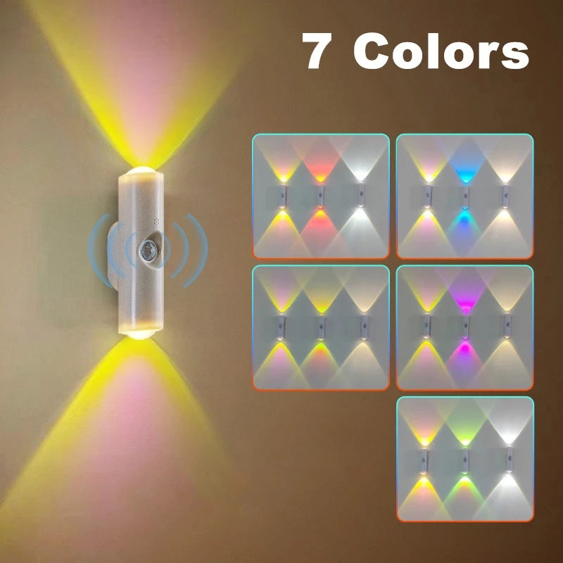 Smart RGB Gradient Night Light Wall Lamp for Bedroom Bathroom Magnetic Motion Sensor Rechargeable Closet Garden Home Decor