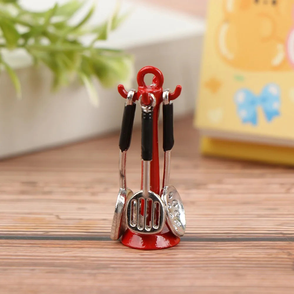Kettle Mini Kitchen Utensils Sets Cookware 1:12 Scale Mini Kitchen Cooking Kit Alloy Doll Kitchen Set Kids Playing House Toys