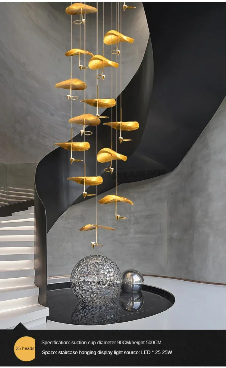 Nordic Modern LED Ceiling Chandelier for Living Dining Room Staircase Pendant Lamp Home Decor Lighting Suspension Design Fixture