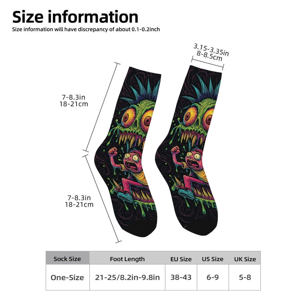 1 Pair Amusing Horror  Quirky Classic Horror Socks for Men Featuring A Retro Harajuku Street Style Perfect Funny Unique Gift