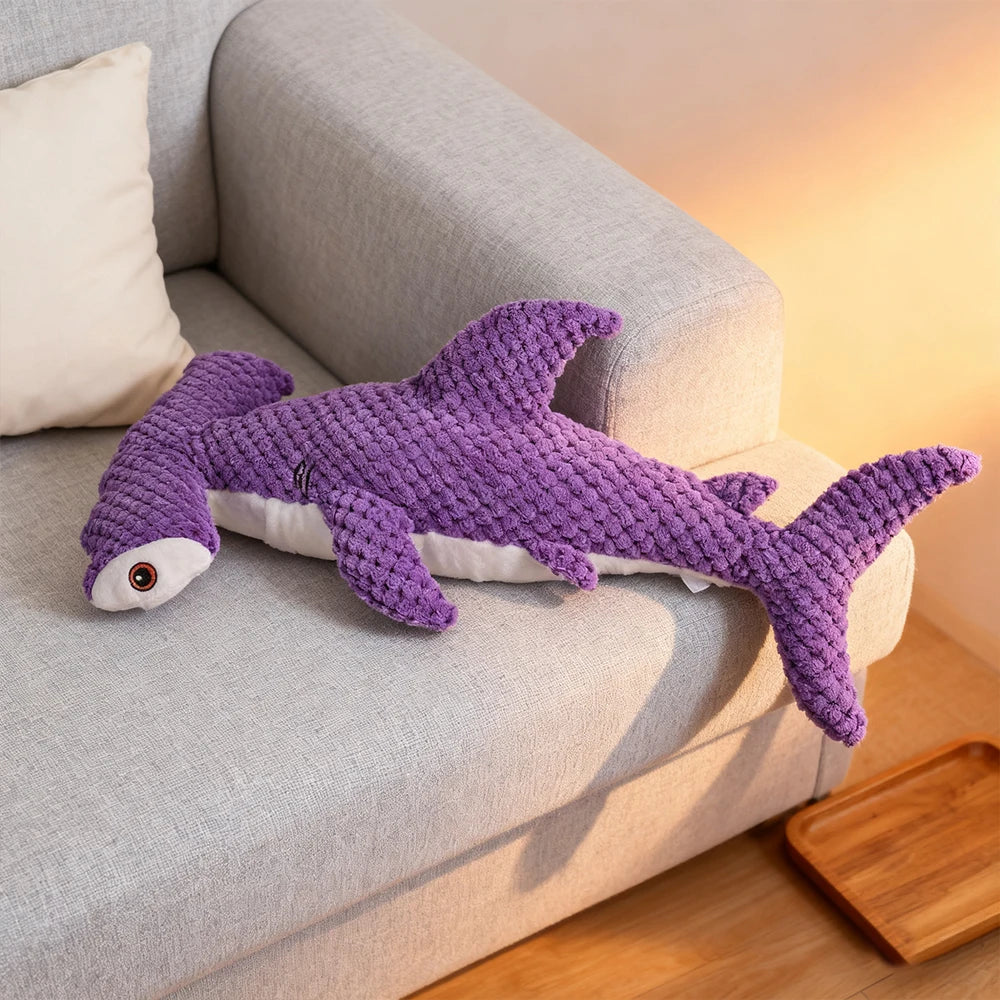 Pet Bite-Resistant Plush Interactive Toy with Sound, Shark-Shaped, Suitable for Large, Medium, and Small Pets Such as Cats and Dogs, Double-Layer Fabric, Built-In Airbag