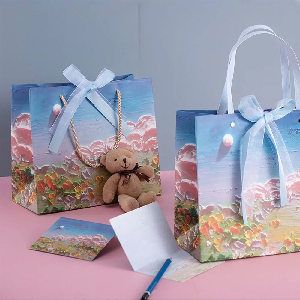 Holiday Party Ceremony Gift Paper Bag With Handle Handbag Teachers' Day New Year Wedding Guest Children Candy Colored Packaging