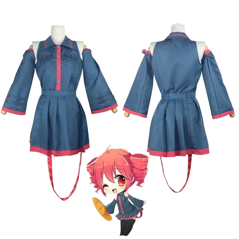 Anime Mikuu kasane Teto Cosplay Costume Women Men Grey Pink Dress Cosplay Halloween Costume Cosplay Made Accessorie props