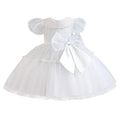 Summer clothing suitable for toddlers mesh large bow baby's first birthday ball dress white baby girl baptism dress