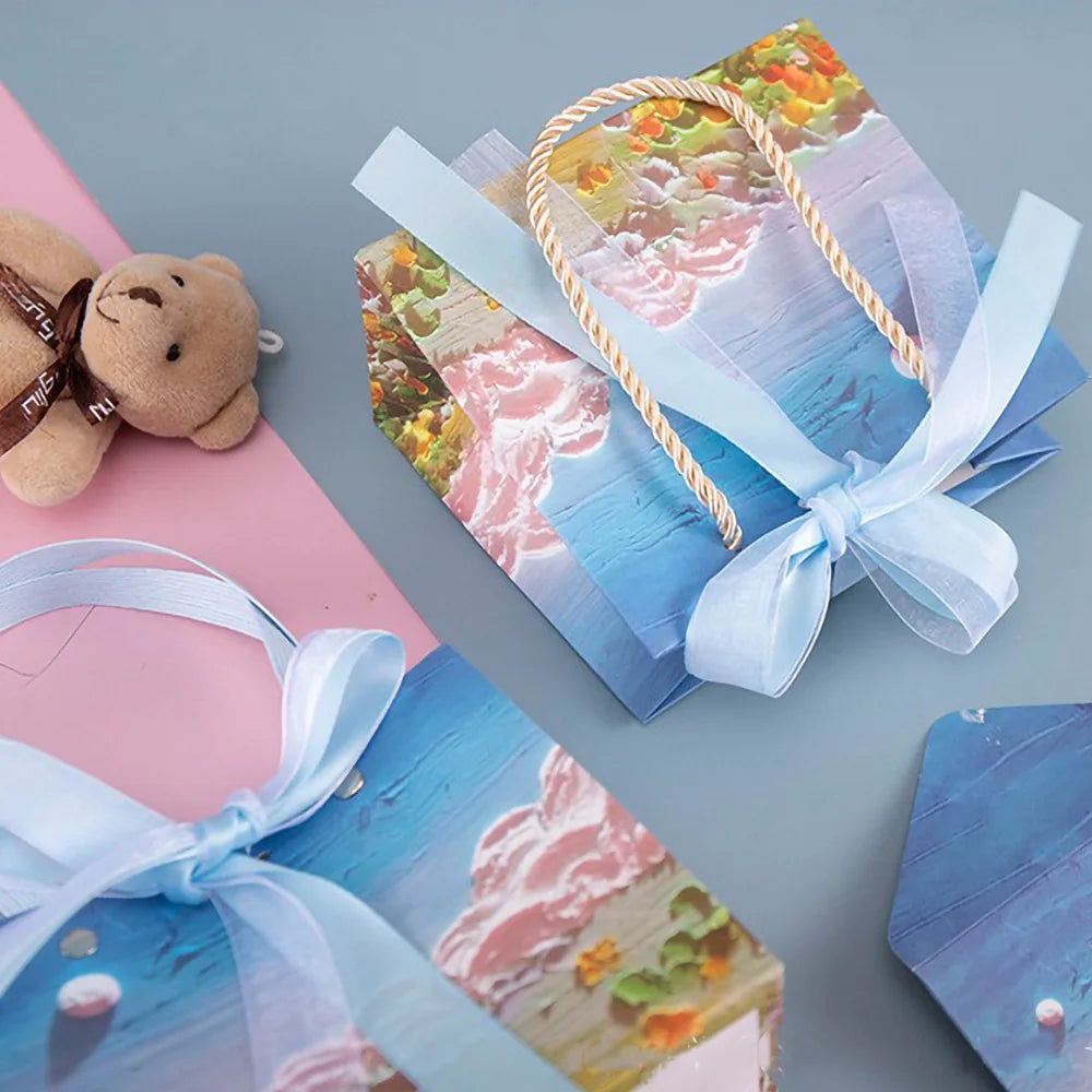 Holiday Party Ceremony Gift Paper Bag With Handle Handbag Teachers' Day New Year Wedding Guest Children Candy Colored Packaging