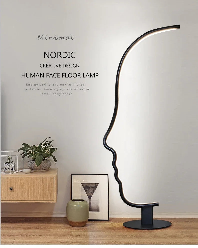 Nordic Human Face Led Floor Lamp For Living Room Bedroom Bedside Standing Light Modern Home Decor Indoor Lighting Lustre Fixture
