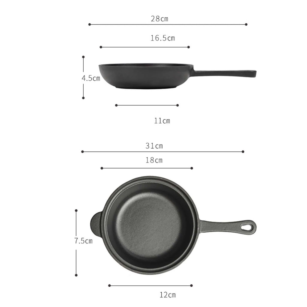 1 Set Cast Iron Pots Non-stick Pan Dual-Purpose Cast Iron Saucepan Home Kitchen Tools Breakfast Cooking Frying Pan