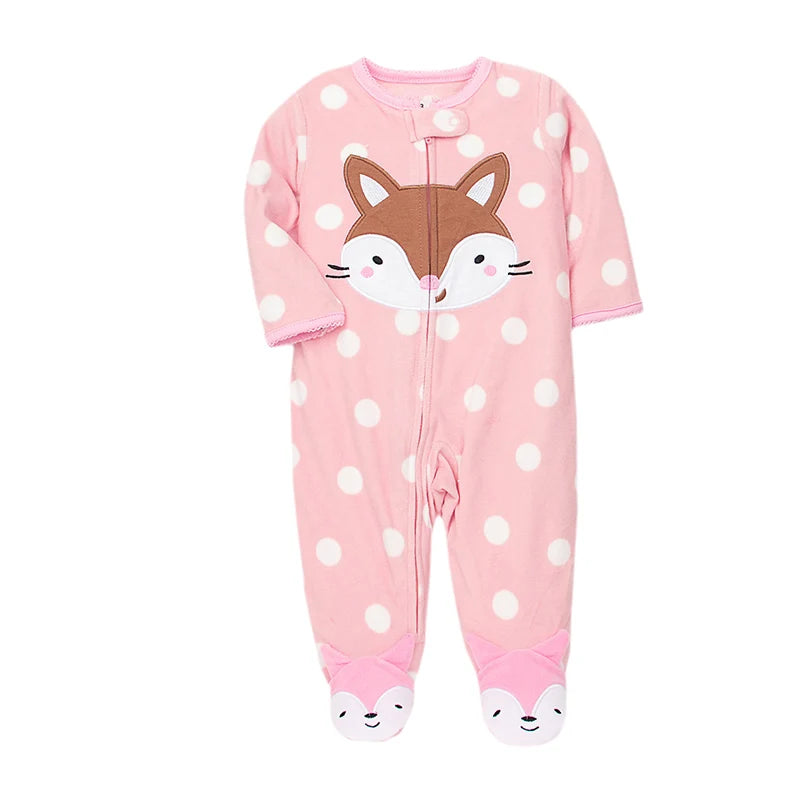 Newborn Baby Boy Girl Rompers Clothes Winter Pajamas Zipper Fleece Fall Infants Outfit Animal Jumpsuit Clothing 0 -12 Months New