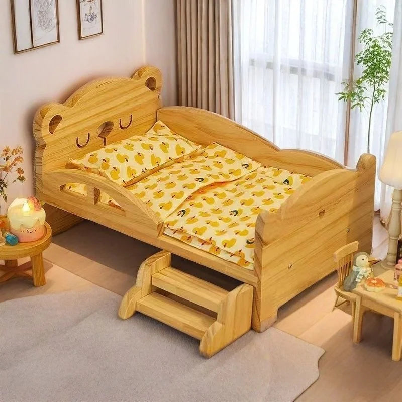 for Labubu Cotton Doll Bed 30cm Princess Style Furniture Set for Imaginary Play Baby Doll Bedding Two-Piece Wooden Baby Bed Toy