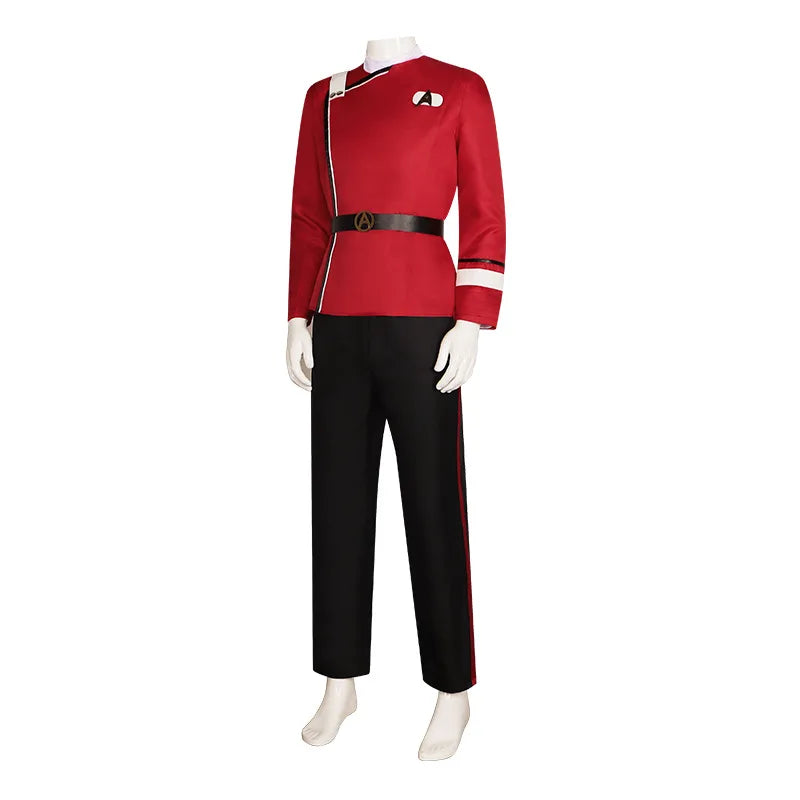 Anime World Hiking Role Playing Strange Costumes Captain Pike Red Jacket Top Pants Underwear Fleet Uniform Halloween Set Party