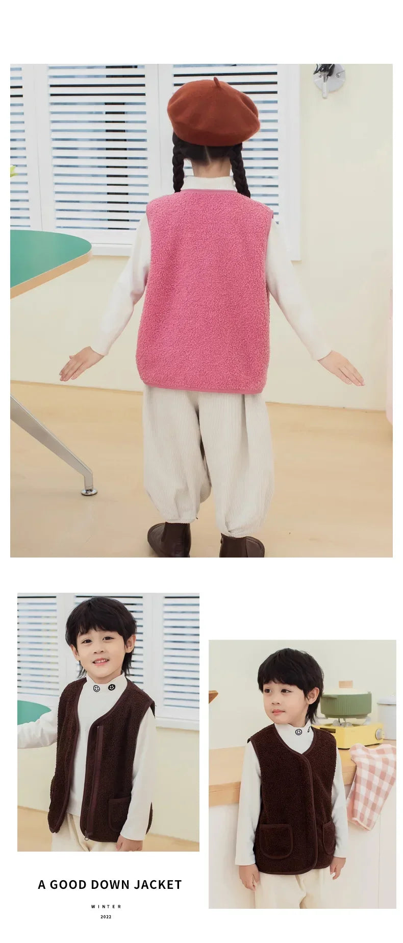 toddler girl winter clothes Autumn and Winter Children's New Lamb Velvet Vest Warm Vest for Infants and Girls toddler