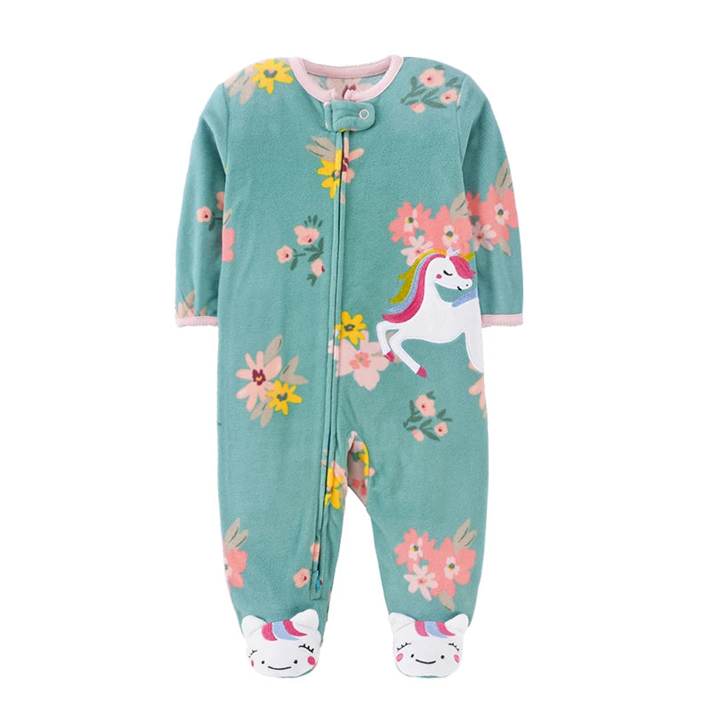 Newborn Baby Boy Girl Rompers Clothes Winter Pajamas Zipper Fleece Fall Infants Outfit Animal Jumpsuit Clothing 0 -12 Months New