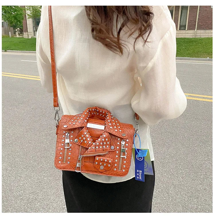 Fashion Jacket Design Crossbody Bag Rivet Clothes Shape Women Handbag Purse Brand Designer Lady Shoulder Bags Luxury Women's Bag