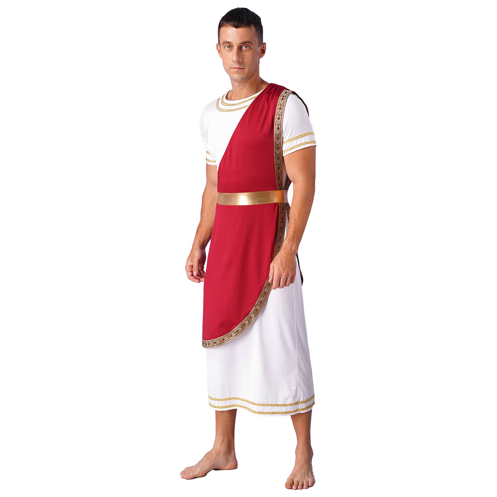 Mens Ancient Greek God Cosplay Outfit Roman Robe Costumes Ancient Greek Toga Spartan Dress Up Retro Vintage Warrior Clothing