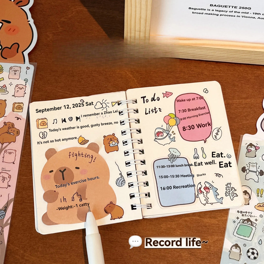 4 Sheets Stickers Cute Animal Handbooks Decorative Stickers Cute Fun Stickers