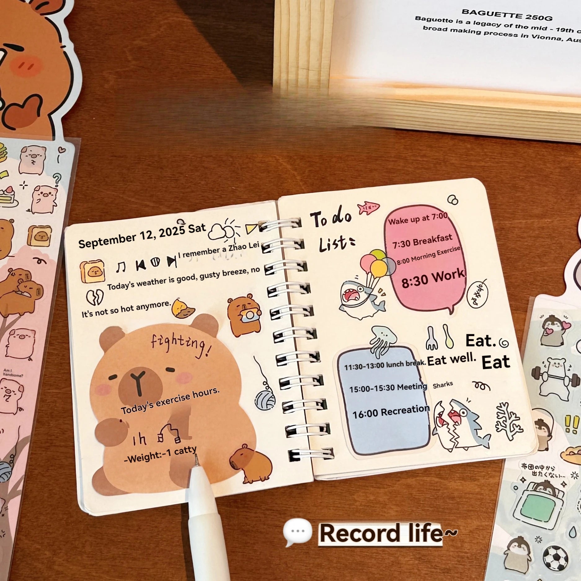 4 Sheets Stickers Cute Animal Handbooks Decorative Stickers Cute Fun Stickers