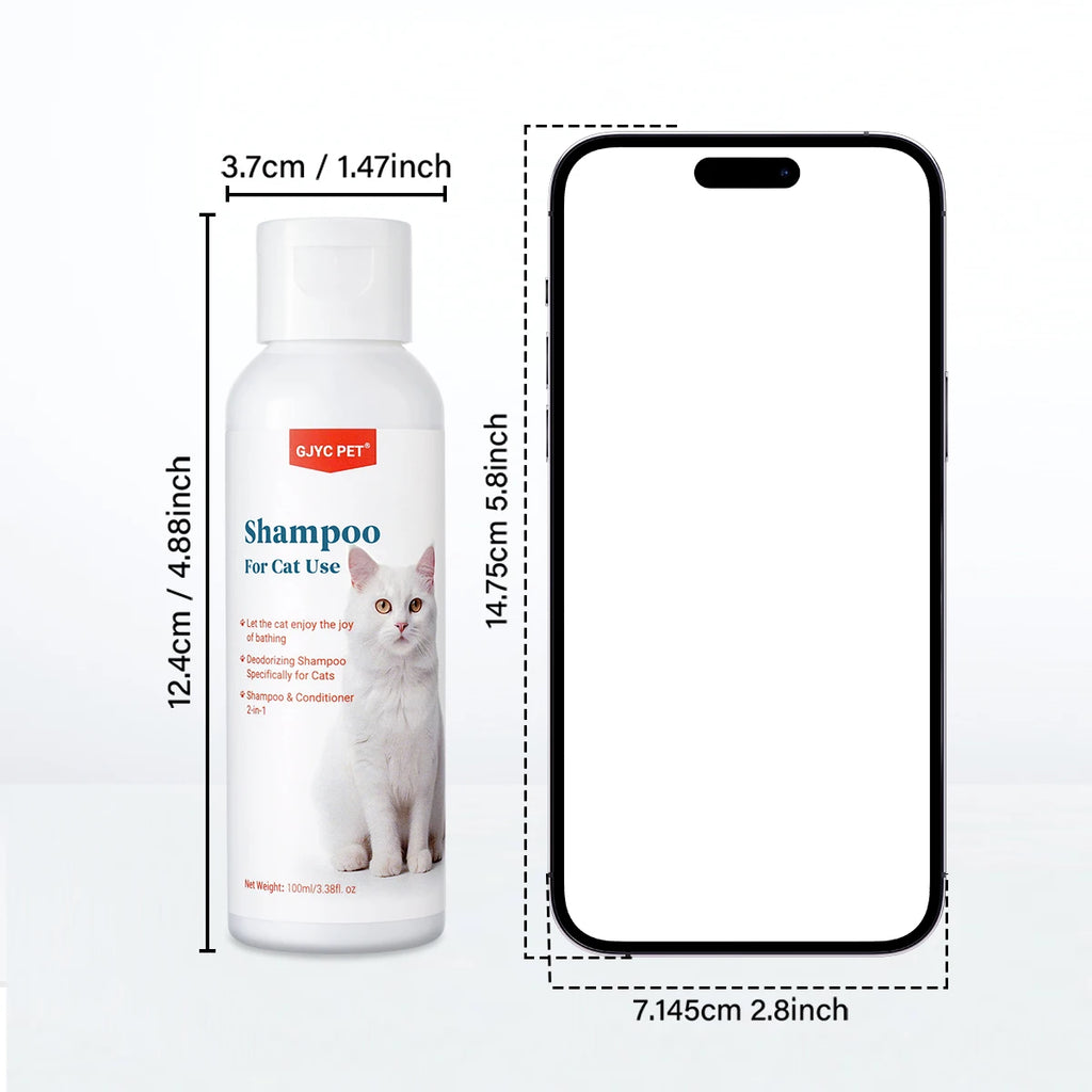 Gentle Mild Cat Shampoo - Non-Irritating Skin-Friendly, Moisturizing Deodorizing, Nourishing Softening for Healthy Shiny Fur