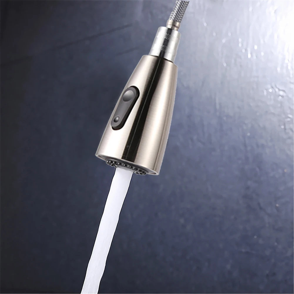 Stainless Steel 360 Degree Rotating Kitchen Bathroom Faucet Head 2Modes Adjustable Sink Basin Filter Tap Pull-Out Nozzle Sprayer