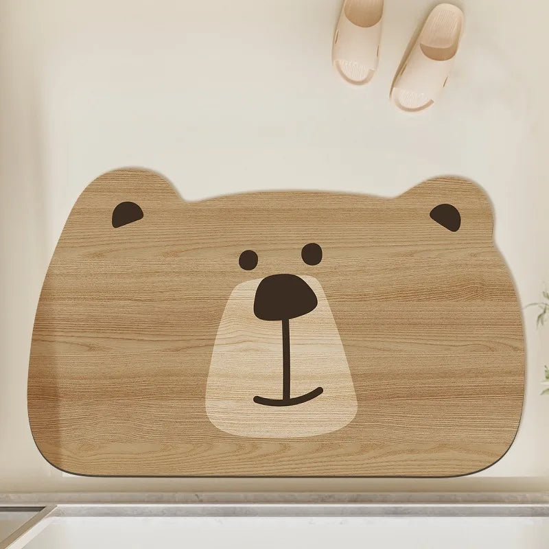 Bathroom Carpet Non-slip Water-absorbent Dirt-resistant Floor Mat Cute Animal Head Pattern Rug Irregular Size Home Decor Mats