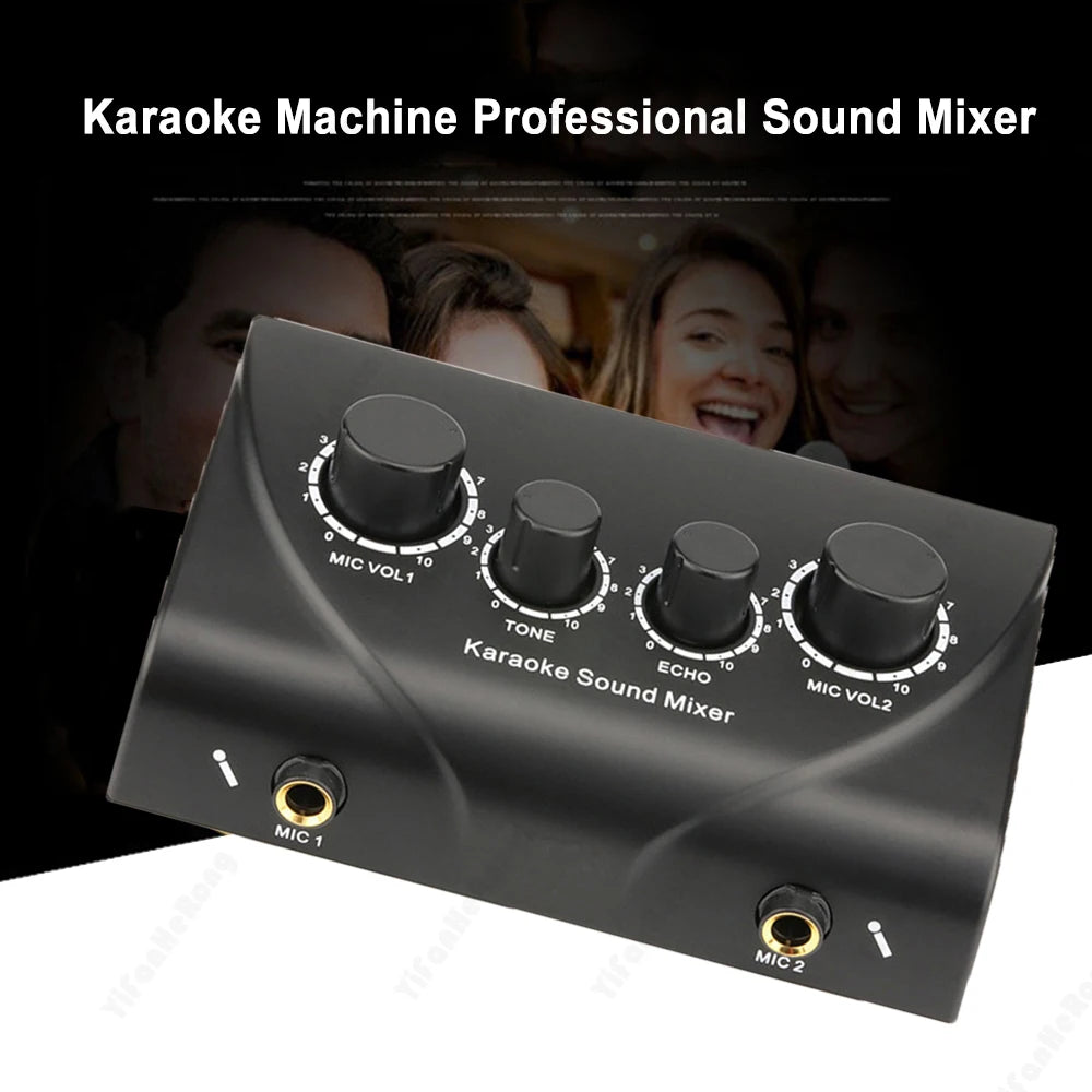 Portable Karaoke Sound Mixer Professional Dual Mic Inputs Audio System  Digital Audio Sound Machine Echo OK Mixer System