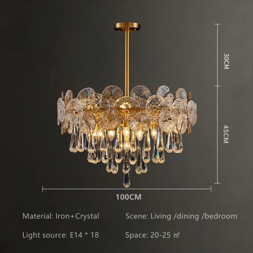 Nordic Luxury Living Room Lotus Pendant Lamp 2024 Modern Crystal Chandeliers Bedroom Restaurant Hotel Home Decor Lustre Fixtures