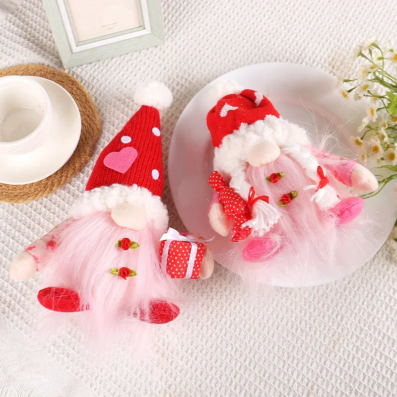 Valentine's Day Decorations Glowing Gnome Faceless Doll Ornaments Plush Knitted Love Faceless Dolls Holiday Party Surprise Gift