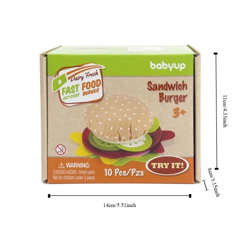 A Set Plush Material Felt Food Set Interactive Creative Children Pretend Play Food Portable Storage DIY Felt Cloth Toy