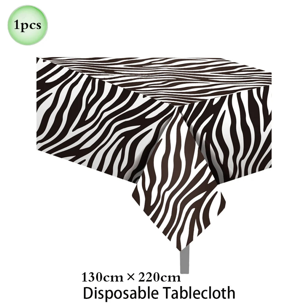 Woodland Animal Print Tablecloth Disposable Plates Napkins Cups Kids Jungle Safari Birthday Party Table Decoration & Accessories