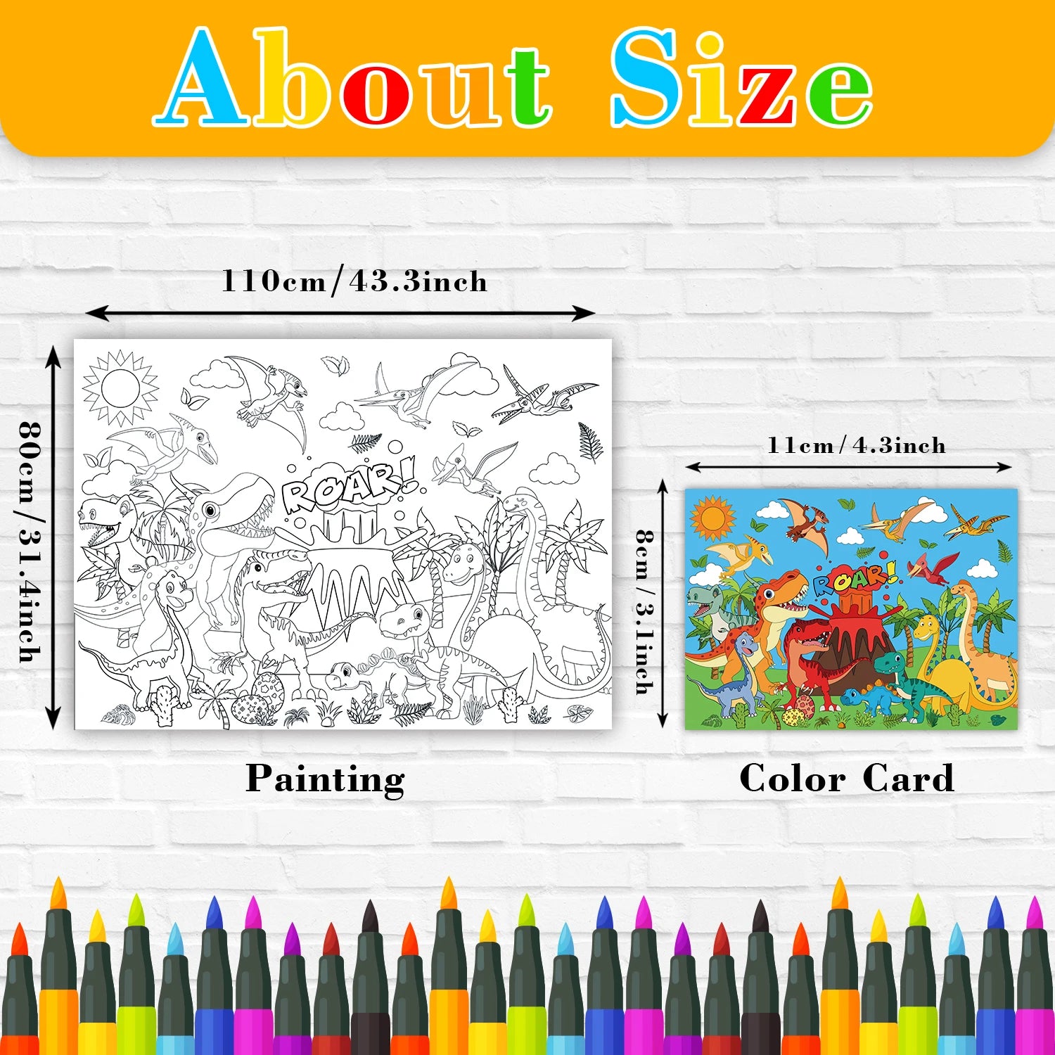 Hot 110x80cm Dinosaur World Coloring Books Large Coloring Tablecloth Birthday Party Supplies Favor for Kids ﻿