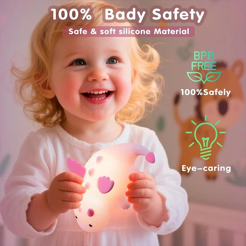 NEW Cute Dragon Night Light Rechargeable 8 Colors Dimmable Silicone Night Lamp Magnetic Base & Timer for Home Decor Gift