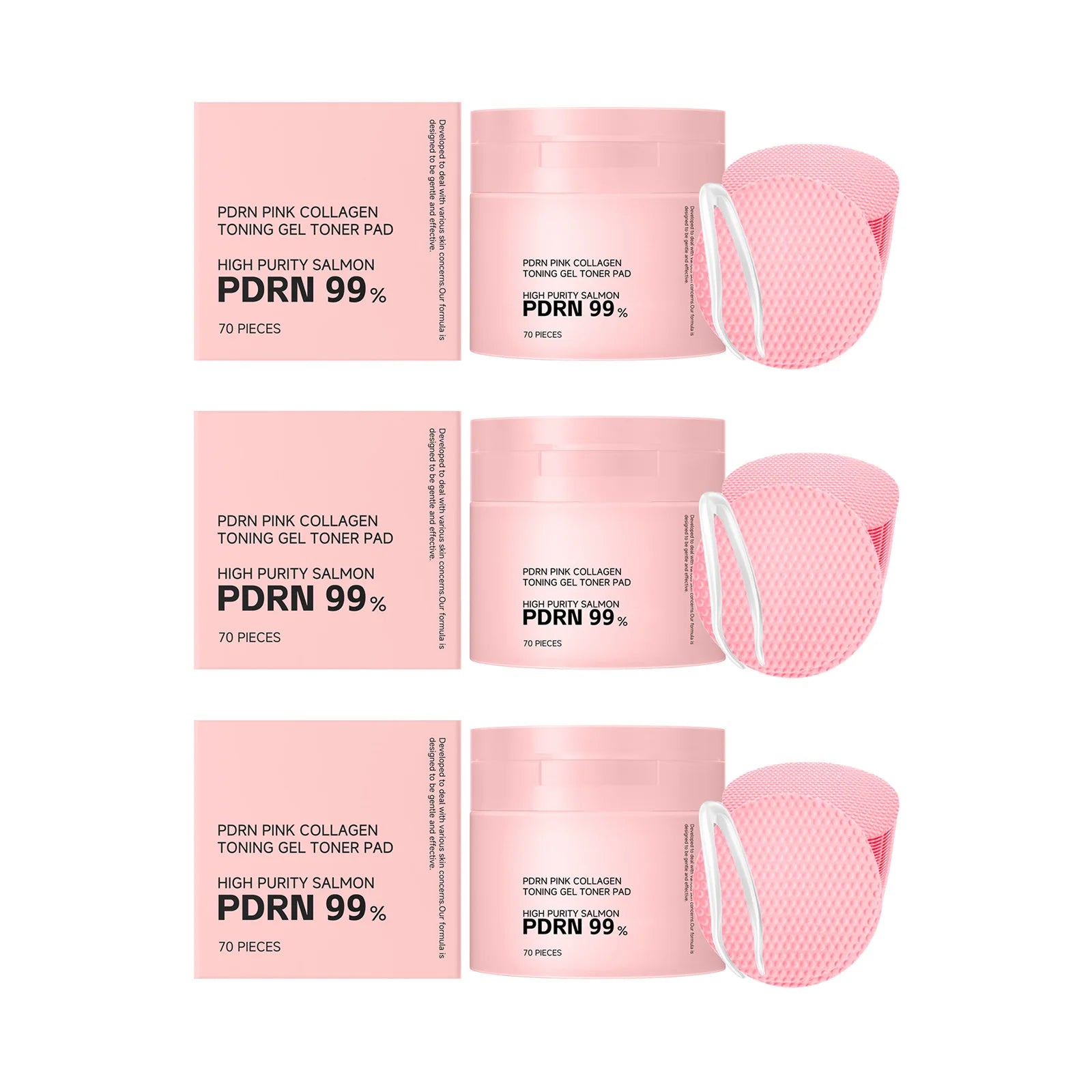 PDRN Pink Collagen Toning Gel Toner Pad Hydrating Shrink Pores Brightening Improve Skin Elasticity Smoothing Firming Cotton Pads