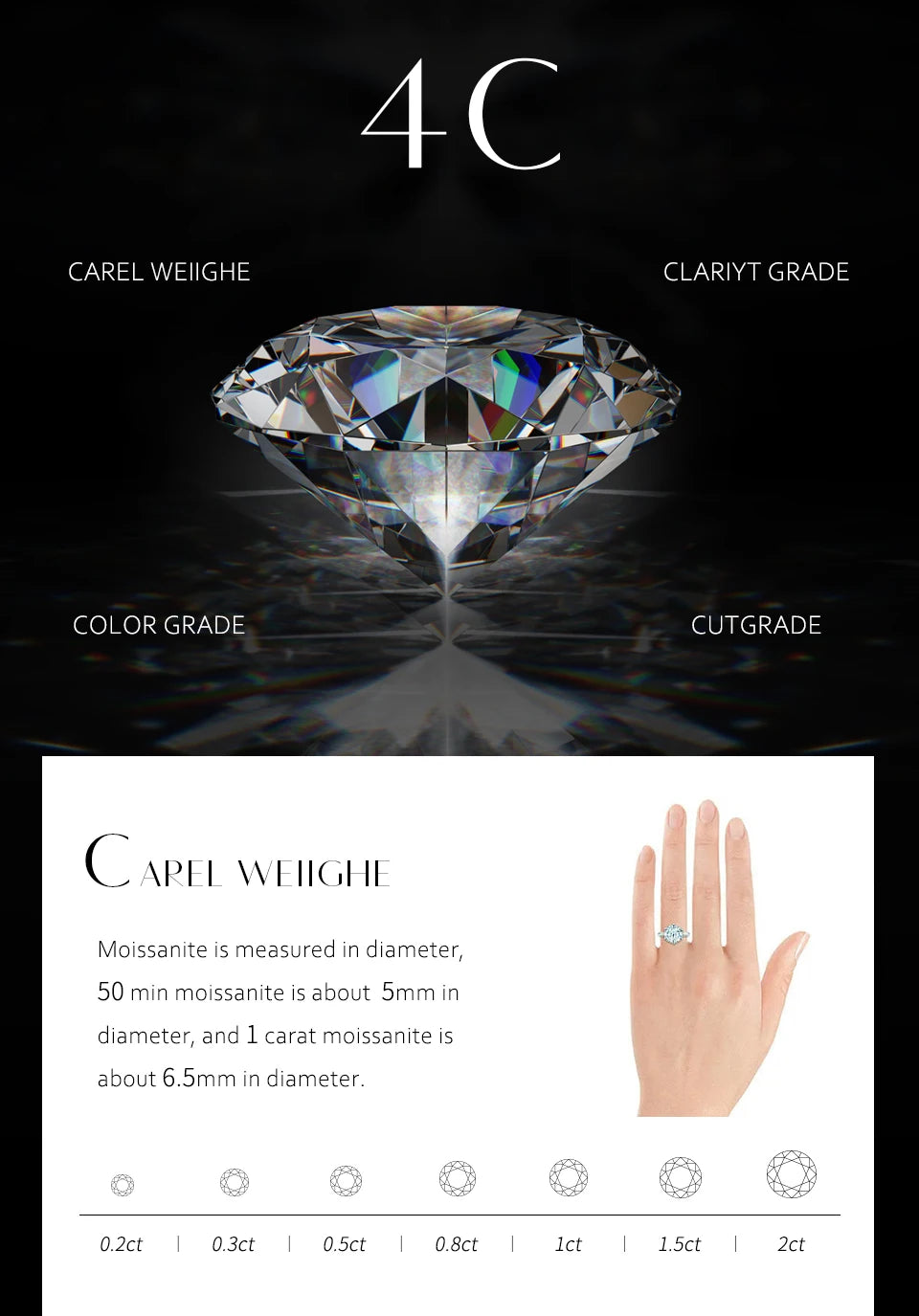 2020 New Couple Wedding Rings 925 Silver Round Brilliant Cut Diamond Test Past D Color Moissanite Engagement Ring for Men Women