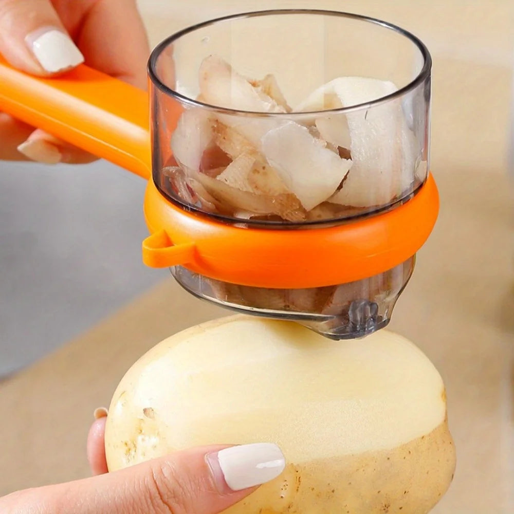 1Pc Multi-Function Fruit Vegetable Peeler with Peel Organizer - Serrated Blades, Easy To Use,Suitable for Kitchen Dormitory Use