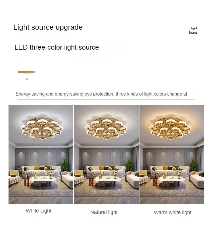 Modern Chandelier For Living Room Bedroom Nordic Golden Ring Ceiling Lamp Luxury Home Decor Indoor Ceiling Light Lustre Fixtures