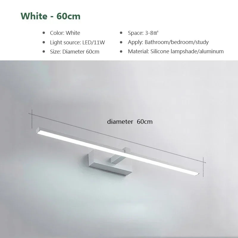 Modern LED Wall Lamp Bathroom Hardwares Sconce Three Colors Lights Aluminum Bathroom Bath Mirror Line Home Decor Light Fixture
