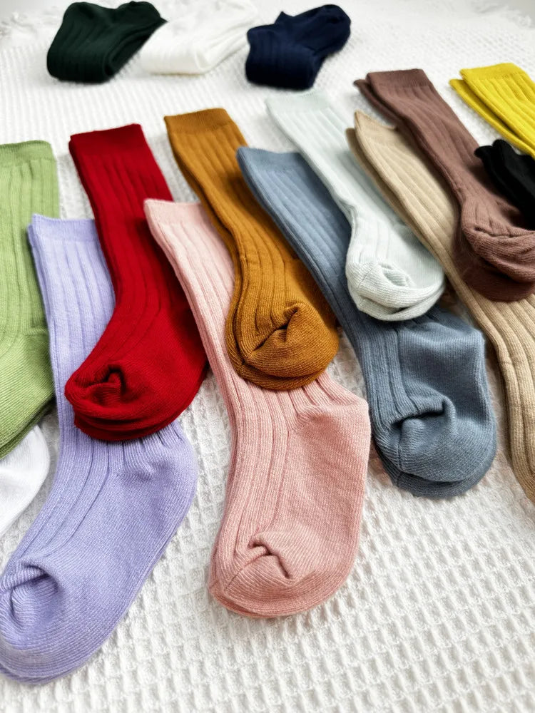 Baby Boys Girls Knee High Long Socks Cotton Breathable Stripe Soft Kids Sock Children School Uniform Socks For 0-8Years