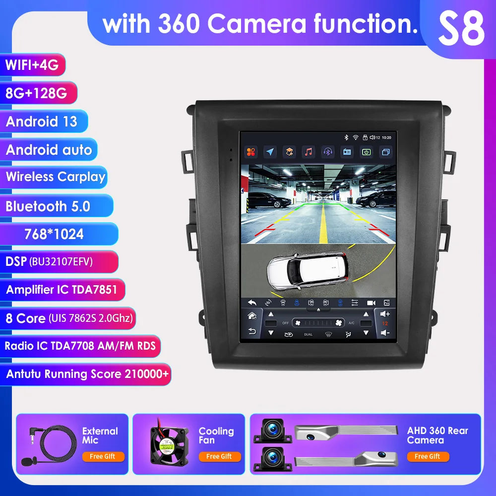 9.7"Carplay Android Auto Car radio for Ford Fusion Mondeo mk5 2013-2019 multimedia car intelligent systems GPS navi Screen Audio