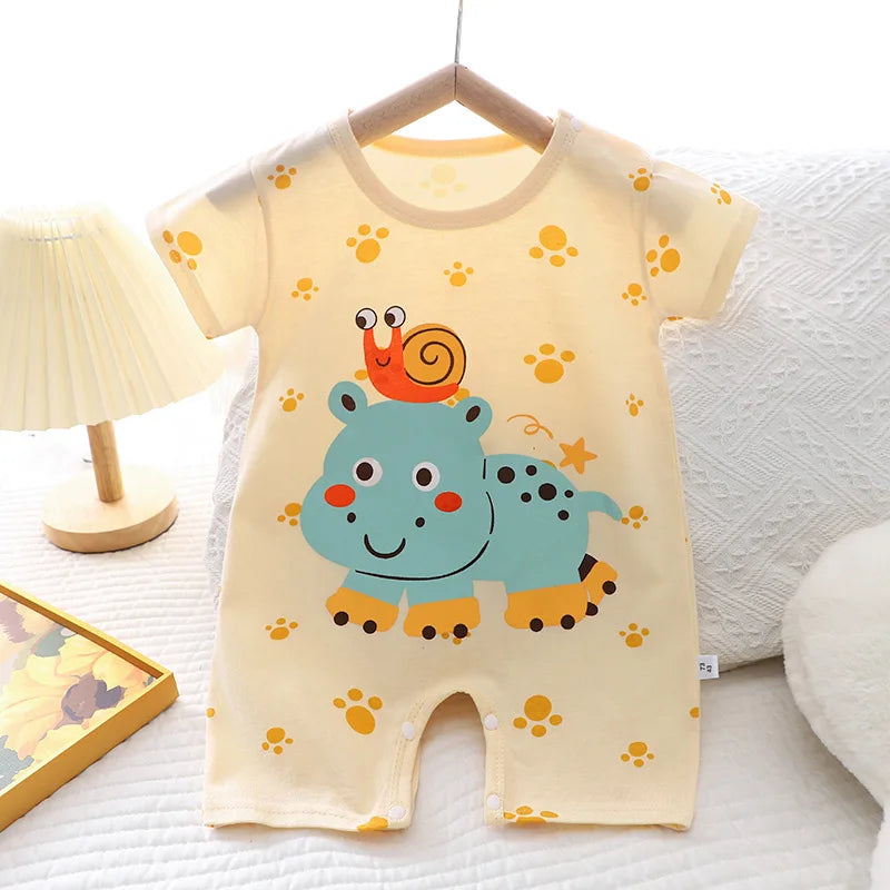 2025 Infant Toddler Crawling Clothes Cotton Summer Boys Girls Thin Male Baby Female Short-sleeved Romper suit Children's Onesie