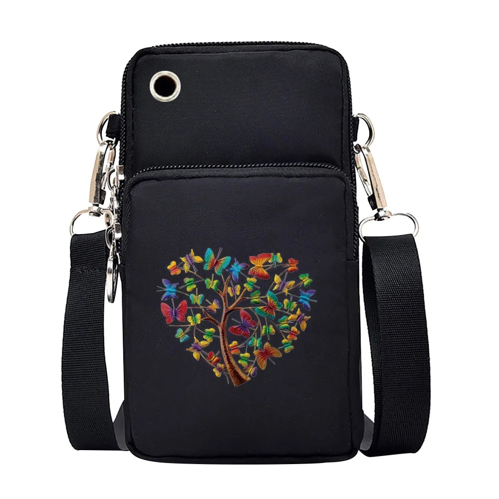 Universal Mobile Phone Bag Iphone 13 Huawei Shoulder Cross-body Package Women Sport Pouch Unisex Arm Wrist Bags Butterfly Print