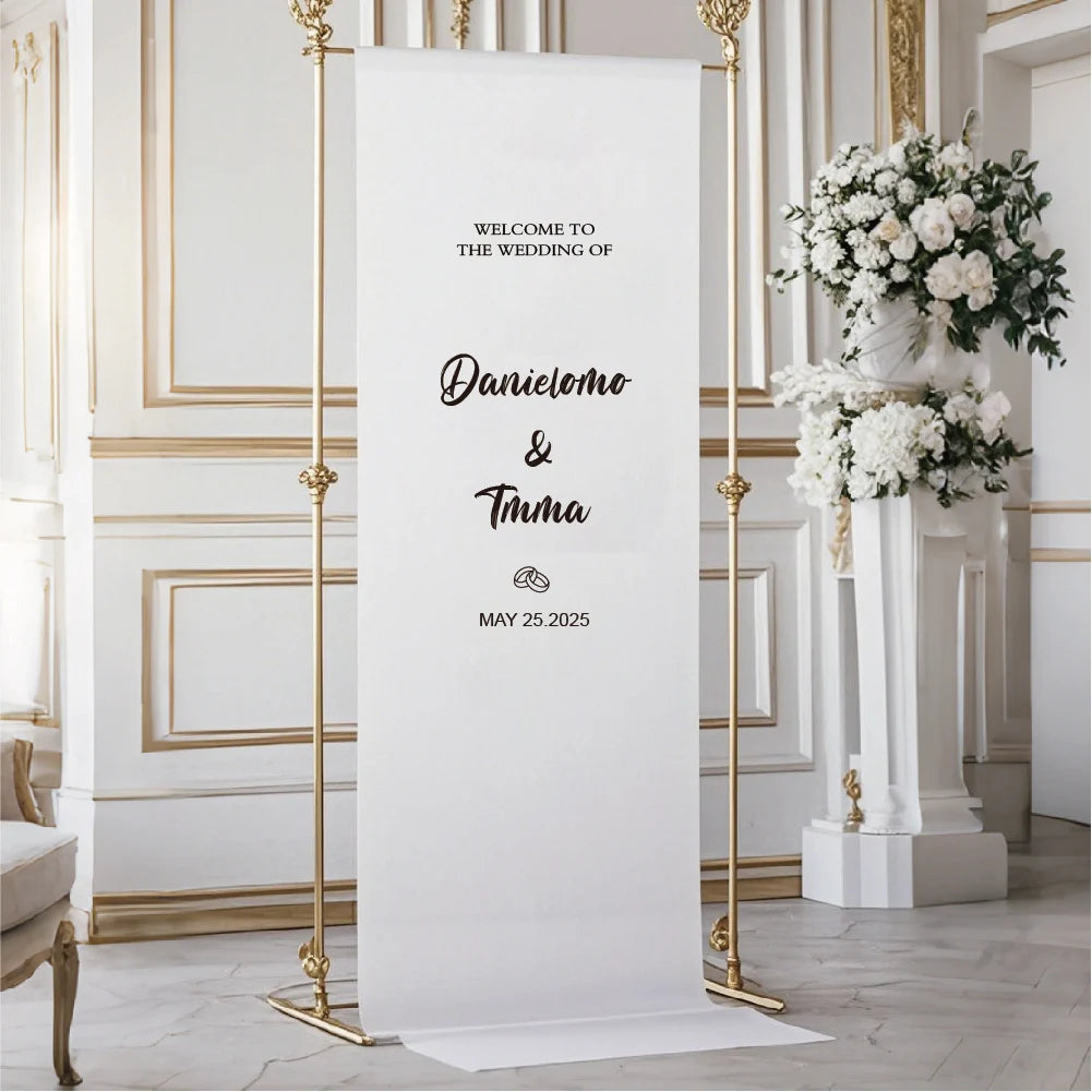 Custom Wedding Welcome Sign, Wedding Logo Fabric Wedding Seating, White, Event Decoration, Wedding Decoration Flag, Bride Outdoor Wedding