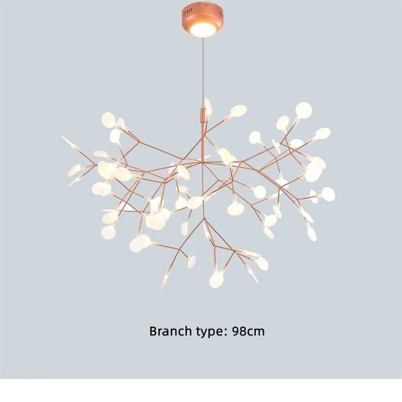 Nordic LED Firefly Ceiling Chandelier Modern Living Dining Room Pendant Lamp Bedroom Hanging Light Lustre Home Decor Fixture2023