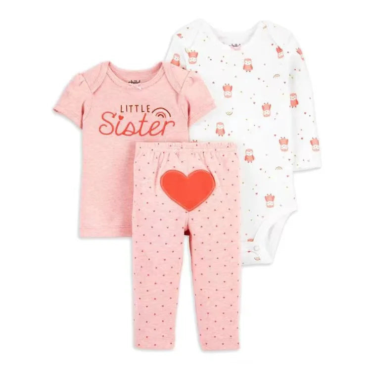 2025 Baby Girls Clothes Autumn Spring Newborn Infant Outfit Cotton Bodysuit Top And Bottom Pants Kids Toddler Clothing Set 6-24M