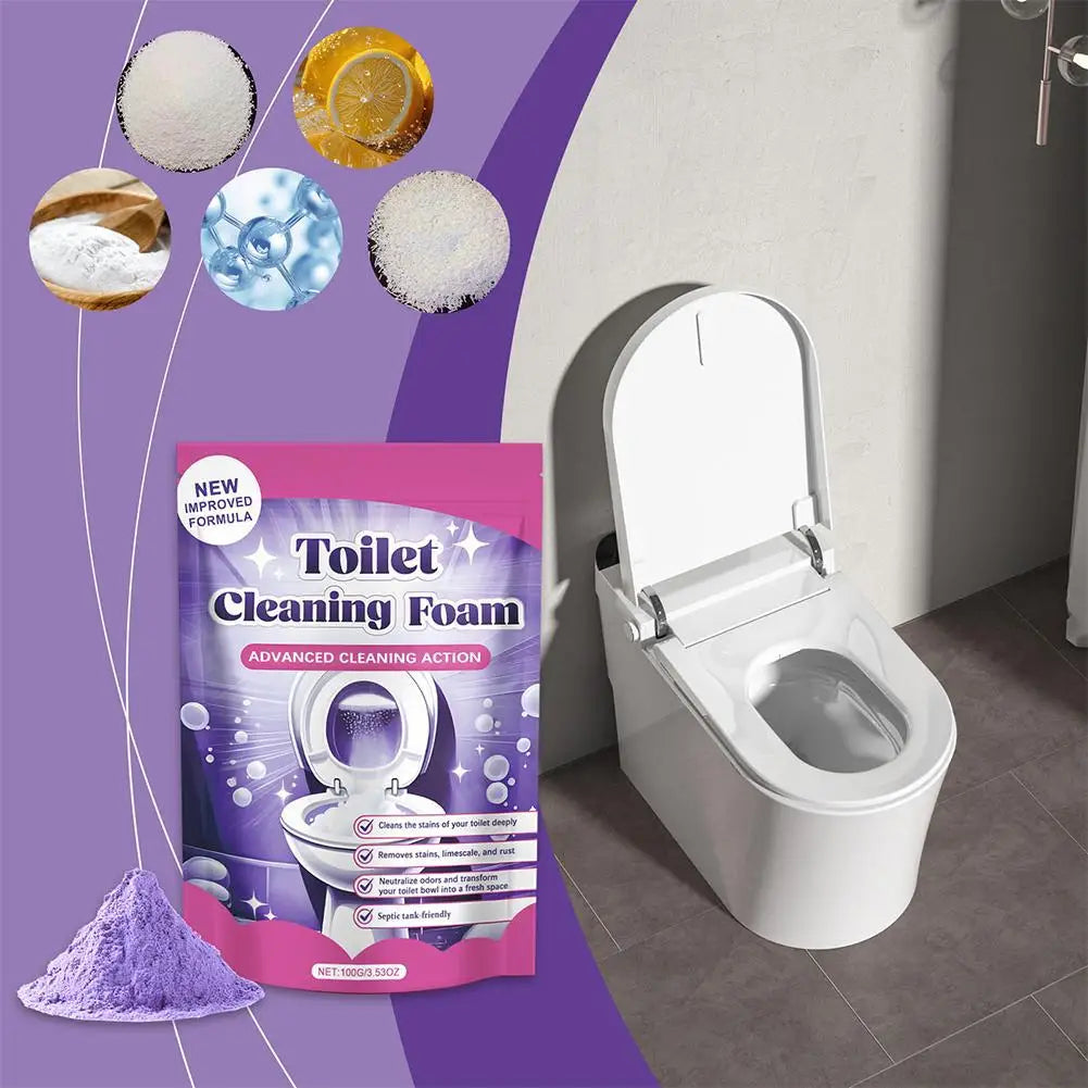 Household Toilet Cleaning Powder Powerful Descaling Stain Remover Odor Eliminator Fresh Fragrance Easy to Use