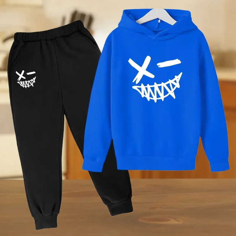 New Children's Hooded Casual Jacket, Boys' and Girls' Branded Clothing for Ages 3-13, Two-piece Set with Top and Pants, Party-ch