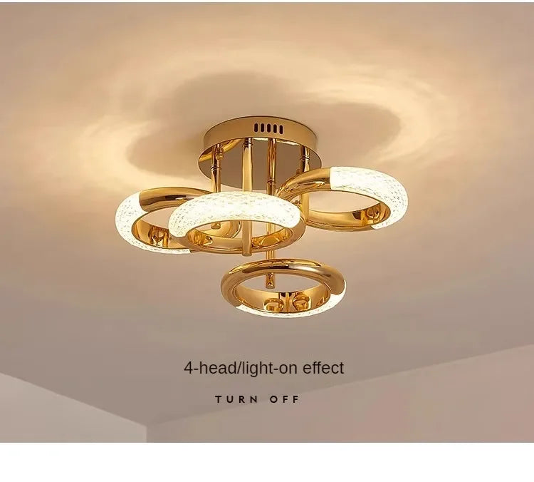 Modern Chandelier For Living Room Bedroom Nordic Golden Ring Ceiling Lamp Luxury Home Decor Indoor Ceiling Light Lustre Fixtures