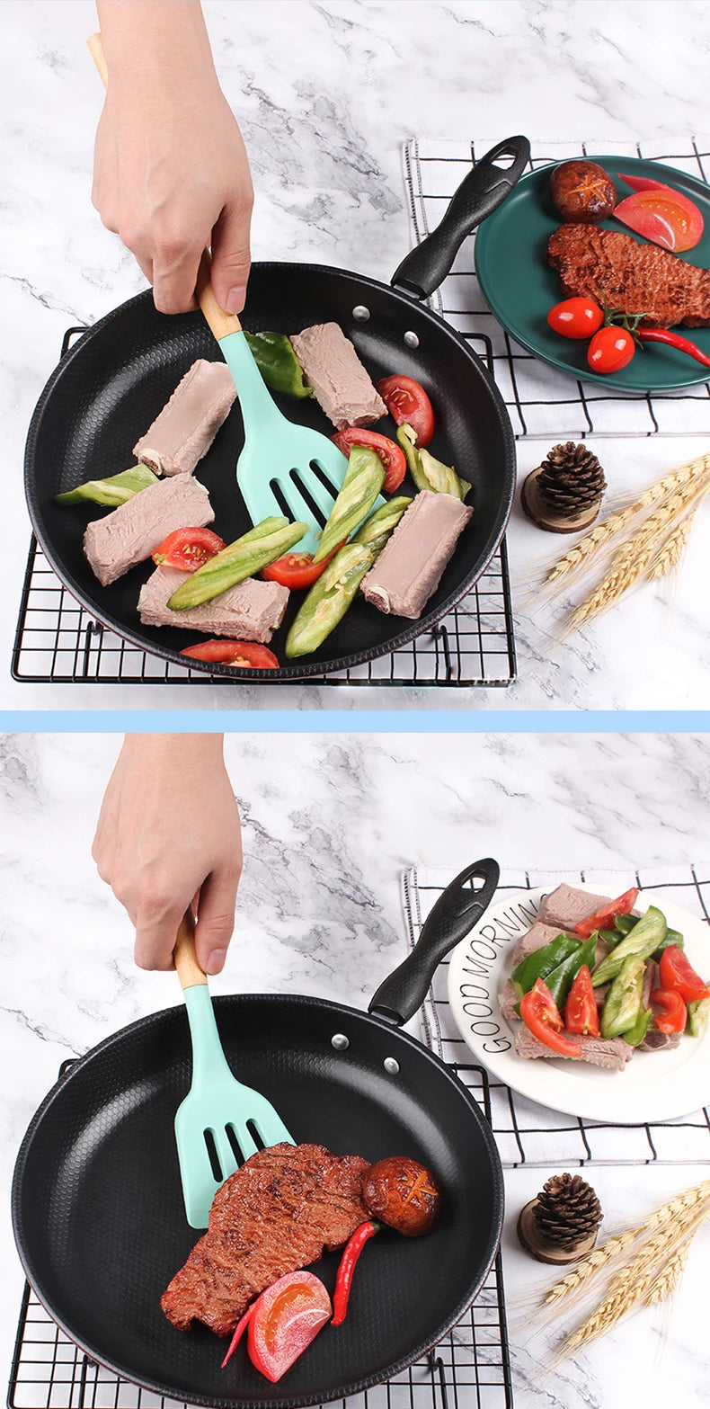 Silicone Turners Gadgets Spatula Egg Fish Frying Pan Scoop Fried Shovel Slotted Turners Kitchen Tools Cooking Utensils Kitchen a